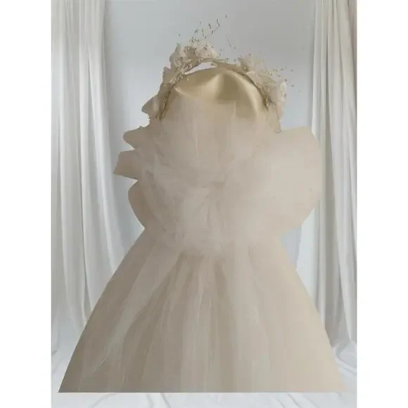 Vintage Wedding Dress Gown Set Veil Cape Headpiece Preserved Keepsake Box - Picture 3 of 16